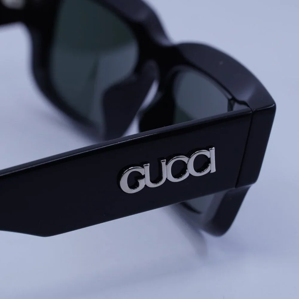 Gucci GG1838S 001 Sunglasses Shiny Black Cat Eye Frame, Grey Lenses